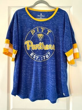 Colosseum Womens Pitt Panthers Blue & Yellow Short Sleeve Tee Size XXL